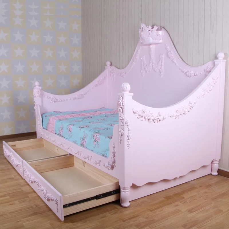 الأوروبية المتوسطية نمط منحوتة الخشب مخصص الأثاث السرير فتاة الأطفال
