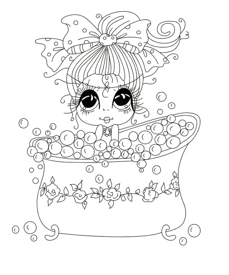 

10x8 Girl sitting on the bathtub Transparent Clear Silicone Stamp Seal for DIY scrapbooking photo album Decorative clear stamp