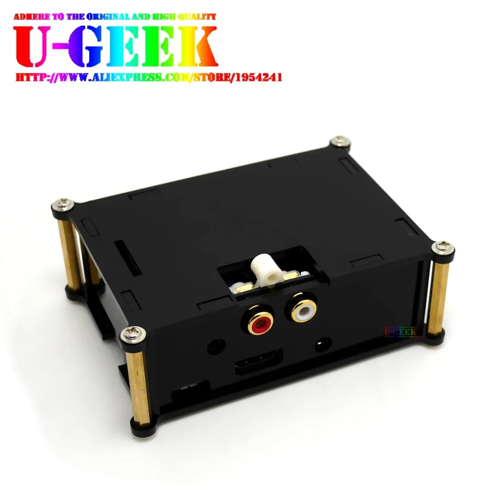 UGEEK AOIDE Raspberry Pi ies интерфейс HIFI DAC+ модуль звуковой карты+ черный акриловый чехол для Raspberry PI 3B+/3B/2B/B