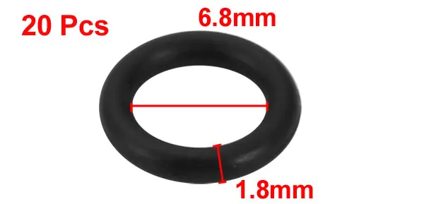 20pcs Black Nitrile Butadiene Rubber NBR O-Ring 6.8mm Inner Dia 1.8mm Width