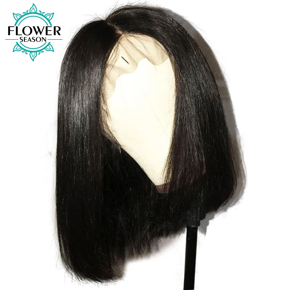 FlowerSeason 150 Density Short Bob Wigs 13x6 Deep Part Lace Front