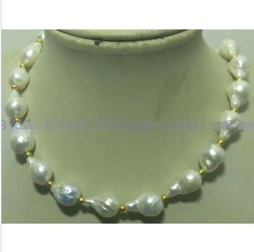 

NATURAL REAL10x15-12x18mm SOUTH SEA WHITE BAROQUE PEARL NECKLACE 18''Noble style Natural Fine jewe fast SHIPPING