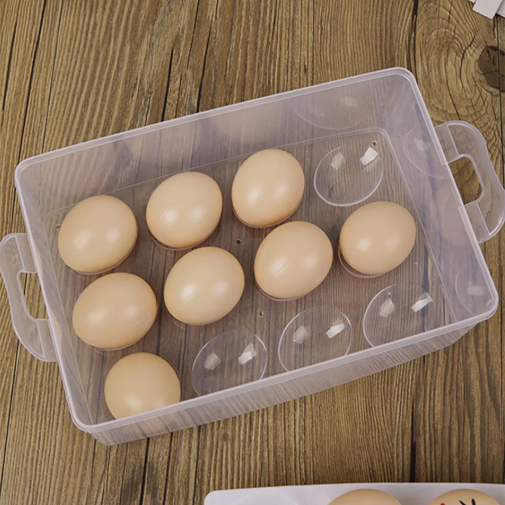 

24 Grid Bilayer Eggs Organizer Refrigerator Egg Storing Kitchen Outdoor Portable Container for Storage Egg Boxes Quicksand A70