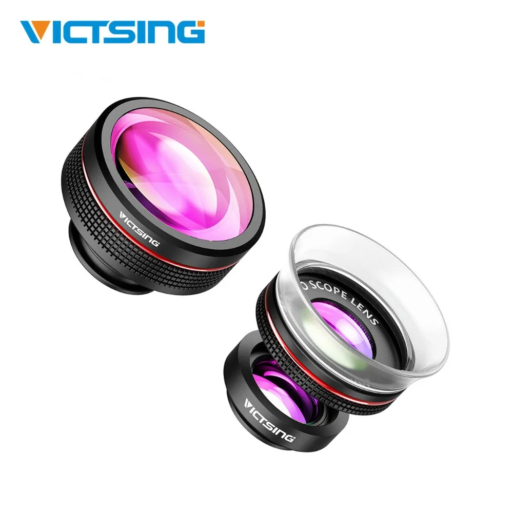

VicTsing Universal 3-in-1 Phone Camera Lens Kit Clip-On Supreme Fisheye Lens+12X & 24X Super Macro Lens for iPhone for Huawei