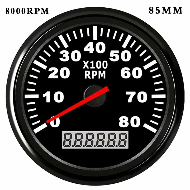

52/85mm Boat Tachometer for Car Marine Tacho Meter Gauge with Hourmeter REV Counter 3000/ 4000 /6000 /8000RPM Meter