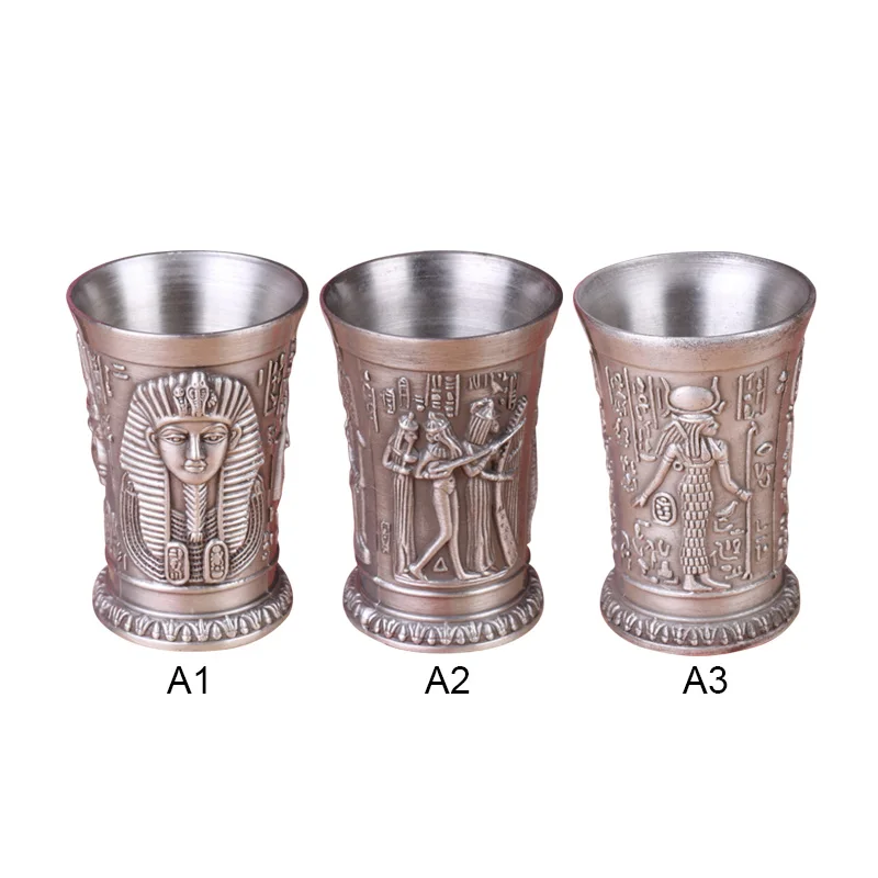 1 шт. древний Египетский миф Archaize медная чаша Shot glass es 3D Relief Cleopatra Rameses Rah серебристый ликер коктейльный винный стекло