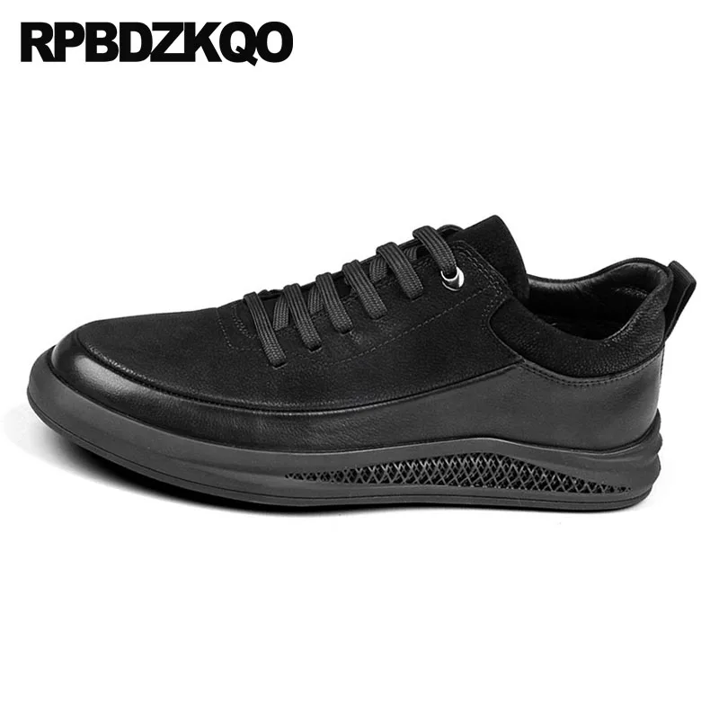Casual Skate Couro Runway Sapatas Dos Real Italianos Genuíno Preto Sneakers Formadores Inverno Primavera Vaca Europeia Luxo De Marcas Homens Preta O188xwqz