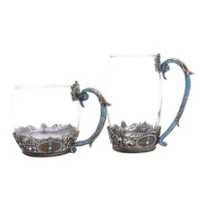 Креативная Эмаль Ретро домашняя кофейная чашка стекло сок чашка Цветочная чайная чашка набор