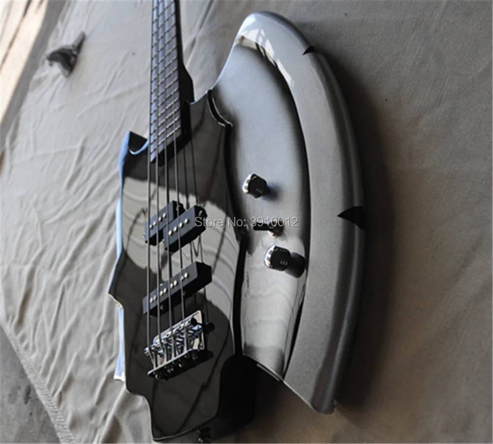 wholesale Custom 4-String Bass Guitar with Axe Signiture and Shape,free shipping