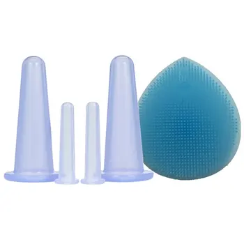 

Silicone Gezicht Eye Cupping Jar Facial Lifting Massage Cups met Reiniging Borstel Facial Cups Six-piece Suits
