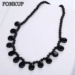 Fonkup капли воды кулон Цепочки и ожерелья синий Песчаник Jewellery Мода Для женщин бусы украшения вечерние Diamond Masculino делая мешок