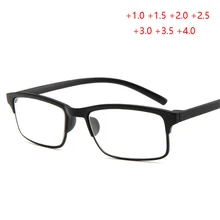 Ультралегкие очки для чтения из смолы для женщин и мужчин, прозрачные зеркальные квадратные очки для дальнозоркости+ 1,0+ 1,5+ 2,0+ 2,5+ 3,0+ 3,5+ 4,0