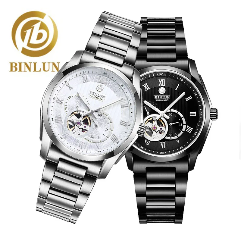 

BINLUN Three Dials Luxury Men's Automatic Military Watch Stainless steel Watches Waterproof Flexible Fashion Wristwatches