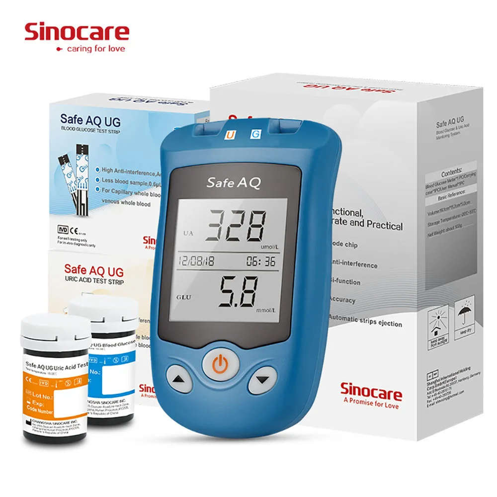 Медицинские устройства Sinocare Safe AQ UG измеритель кислотности глюкозы в крови и 50
