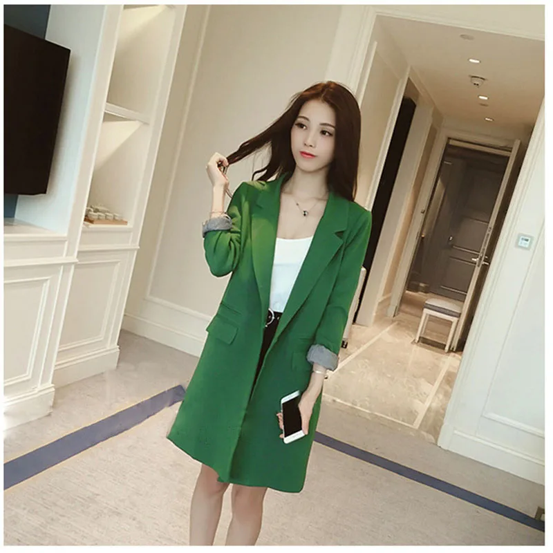 Single One Button Long Blazer Jacket Women 2019 Spring Autumn Slim Elegant overcoat Office ladies outwear coats Female Clothes