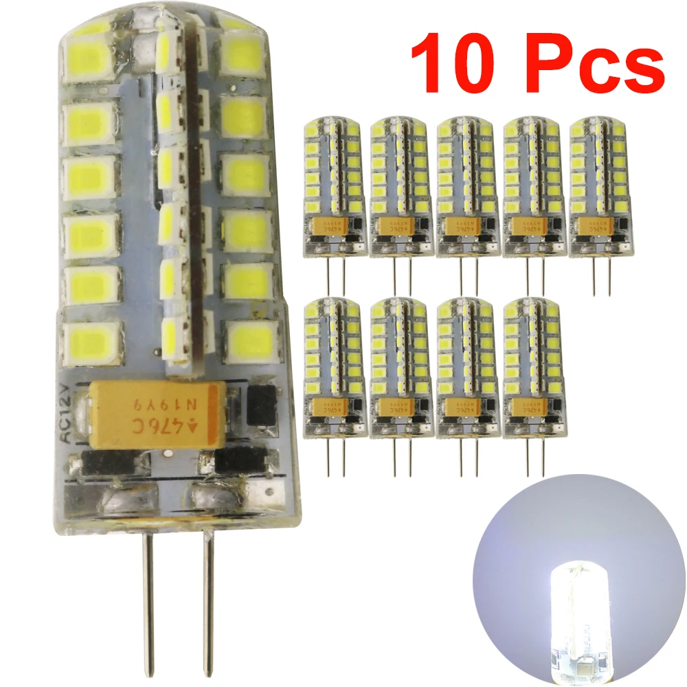 10 шт. Led 12 В G4 лампа Светодиодная AC DC 4 Вт 48LED SMD 2835 прожектор 360 Угол луча Замена для