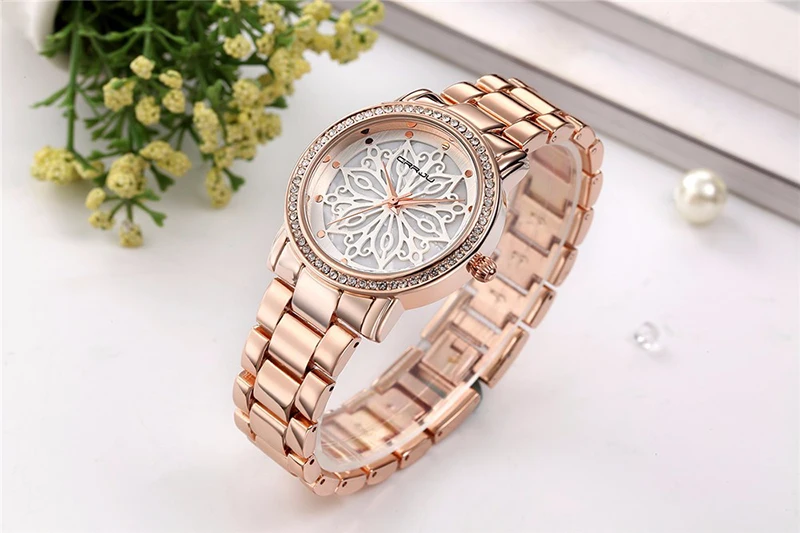 Crrju Women Watches 2018 Top Luxury Brand Fashion Charms Rose Gold Women Watch Diamond Ladies  Wristwatch relojes mujer 2019 (15)