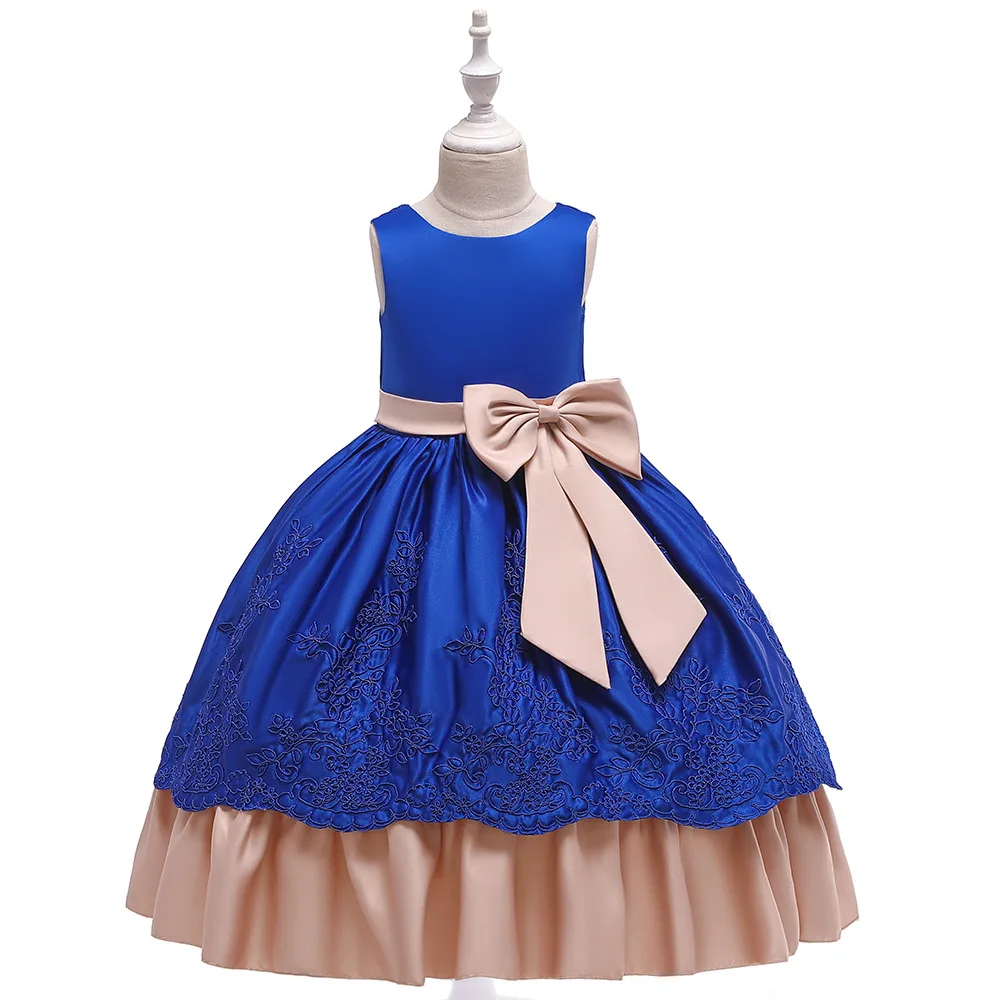 Vestidos Summer Kids Dresses for Girls Satin Wedding Dress Embroidery Girls Elegant Princess Dresses Evening Party Dresses 2019 Vestidos Summer Kids Dresses for Girls Satin Wedding Dress Embroidery Girls Elegant Princess Dresses Evening Party Dresses 2019