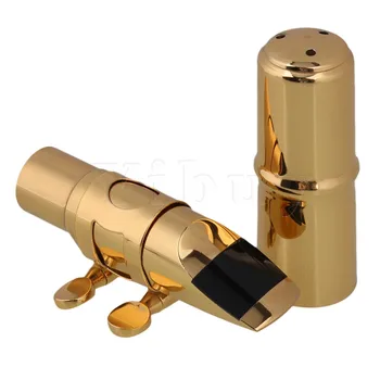 

Yibuy 6# B-flat Soprano Saxophone Mouthpiece with Cap Ligature Gold-plated