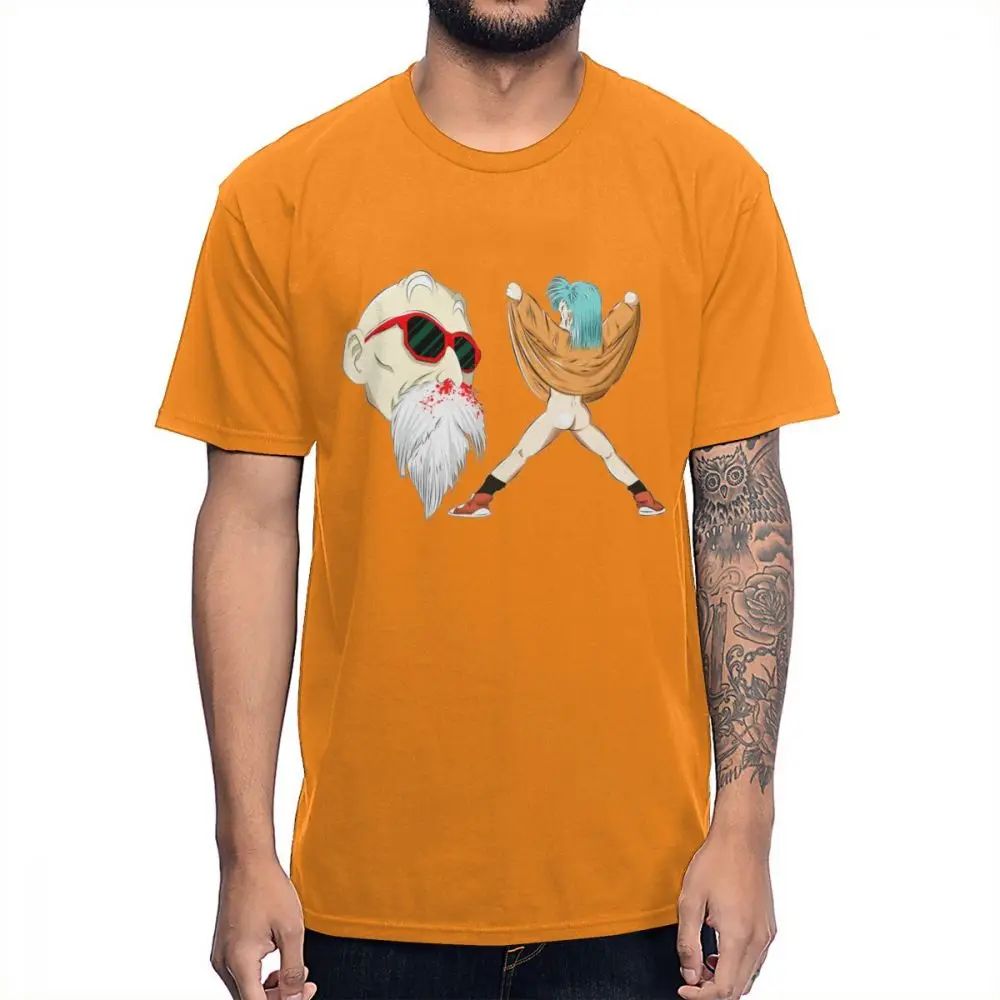 Dragon Ball Z Bulma Oppai Master Roshi Muten, забавная футболка для мужчин, хип-хоп, Каме сеннин, новинка, футболка - Цвет: Оранжевый
