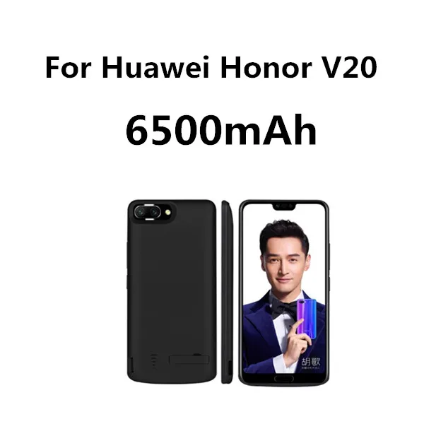 Egeedigi Silicone Shockproof External Battery Charging Back Cover For Huawei Honor V10 V20 9 10 Power Bank Battery Charge Case - Цвет: Honor V20 Black