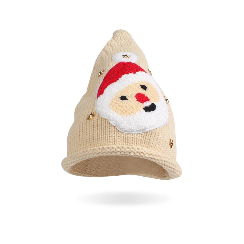 Santa Claus Knitted Children Hat Christmas Mother Kids Hat Winter Crochet Kids Beanie Children New Year Gift Pattern Kids Hat (30)