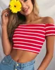 Off shoulder Sexy Striped Top 1