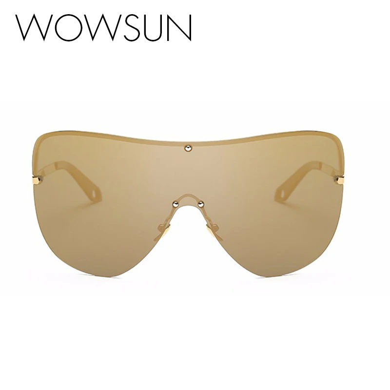WOWSUN, без оправы, для женщин и мужчин, большая оправа, поляризационные солнцезащитные очки, интегрированные линзы, фирменный дизайн, очки A136