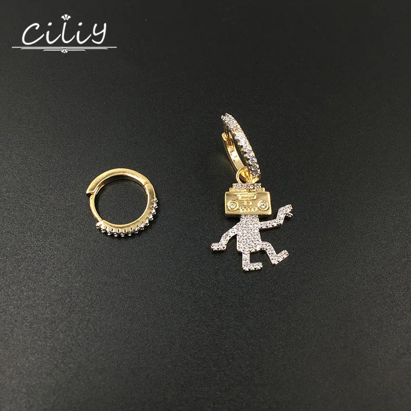 

Ciliy Fashion Vintage Irregular Drop Earrings Rhinestone Cubic Zirconia Women robot Earrings Pendientes Mujer Moda F1516FY