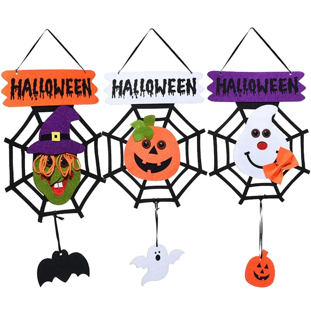 

Halloween Decoration Hanging Flag Innovative Pendant Non-woven Fabric Door Hanging Ghost Pumpkin Spider Ornaments 55*22*1cm