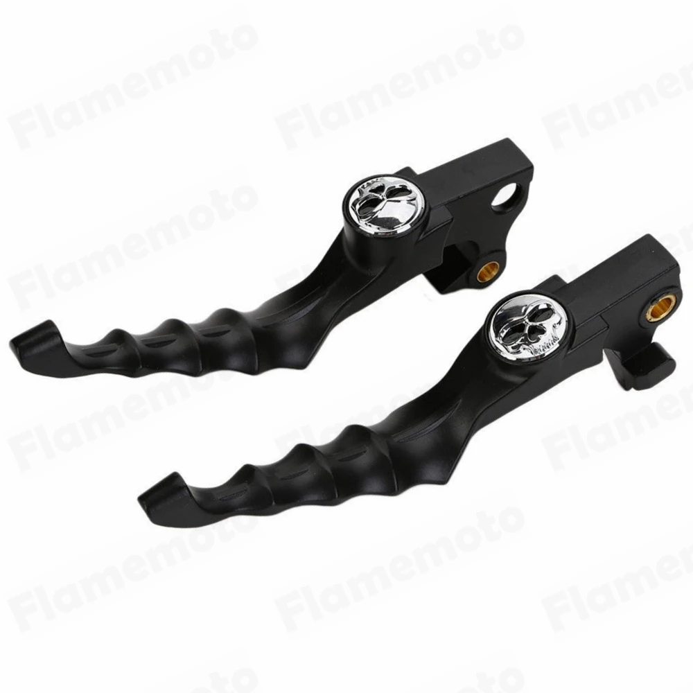 Black Motorcycle Brake Clutch Lever Skull Wide Hand For Harley Sportster XL XR 883 1200 2004-2013