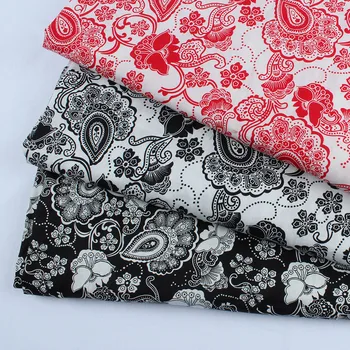 

Vintage Classic Paisley Flower Printed Cotton Poplin Fabric Retro Cloth Making Sewing Material