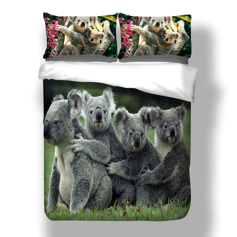 

Wongsbedding Australian Koala Bear Bedding Set Animal Duvet Cover Set Twin Full Queen King Size 3PCS Beddings
