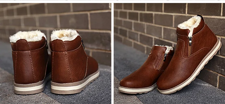 Новые зимние мужские ботинки модные зимние ботинки теплые Мужские модельные ботинки из плюша повседневная обувь из искусственной кожи на платформе мужские слипоны