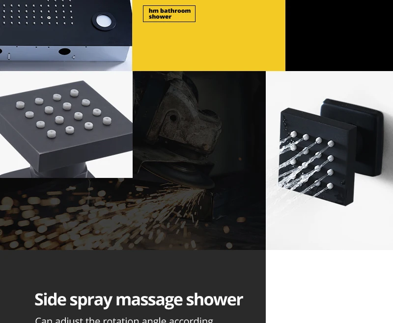 Multi-Function Shower Set Led Remote Control Light Black Brass Shower System (36)