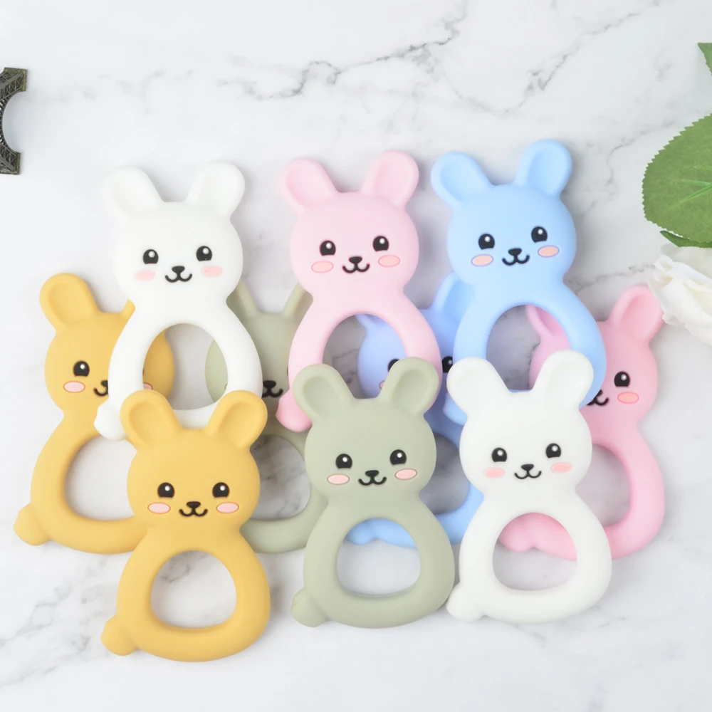 1PC Rabbite 실리콘 Teether 완구 목걸이 액세서리  씹는 장난감 동물의 실리콘 비즈 부드러운 teether DIY Baby Teething