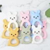 1PC Rabbite Silicone Teether Toys Necklace Accessories Infant Chew Toys Animal Silicone Beads Soft teether DIY Baby Teething 3