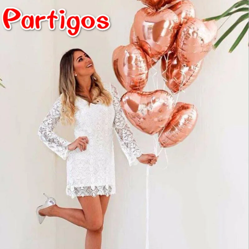 

Partigos 5pcs 18 inch Rose Gold Heart Shape Foil Helium Balloons Love Wedding Birthday Party Balloons Baby Shower Globos Decor