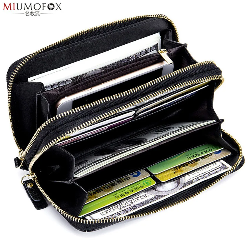 

Double Zipper Long Wallets Women Man Bag 2018 Pouch Wallet ID Card Holder Unisex Business Day Clutch Girls Coin Purse W169