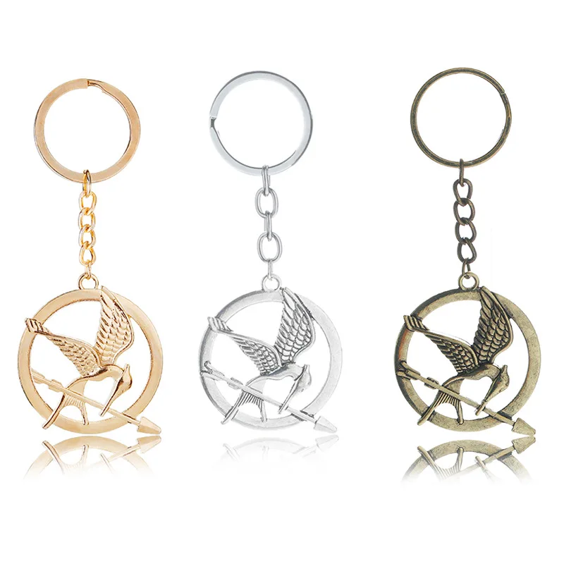 

The Hunter Game Hungry Bird Shape Round Metal Keychain for Men & Women