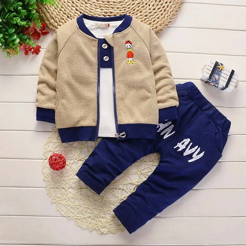 

BibiCola Boys Clothing Sets 2018 Spring Autumn Cartoon Long Sleeved Coats+shirts + Pants 3PCS Kids Uniform Kids Fashion Outfits