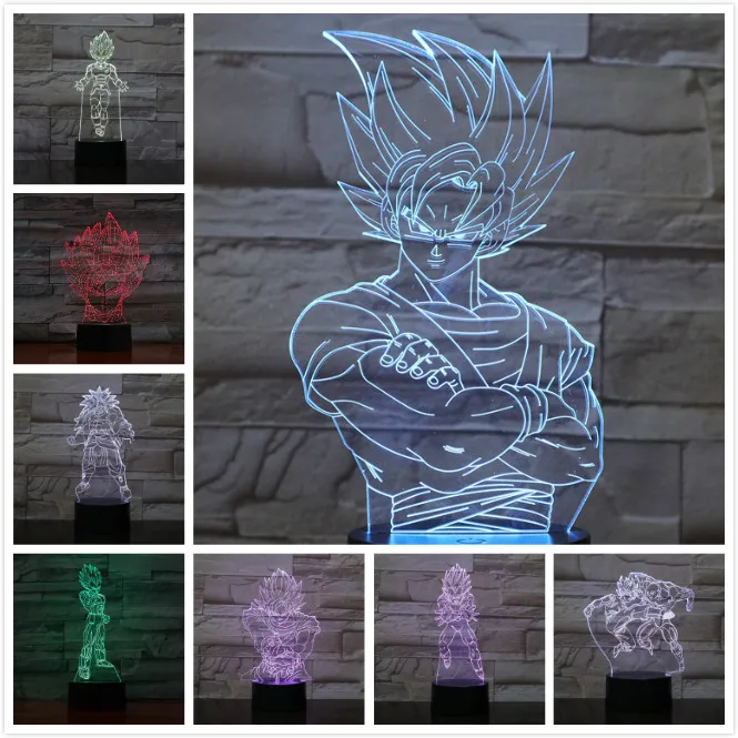 Фигурка "Dragon Ball" атмосферная настольная лампа Lampara Супер Saiyan Goku Usb 3d светодиодный ночник прикроватный сенсорный Сенсор освещение лампа
