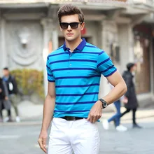 AIRGRACIAS летние мужские полорубашки Хлопок Полосатый синий/греб/оранжевый брендовая одежда модные мужские s короткий рукав тонкие Топы