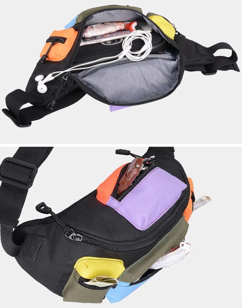 Много карманов поясная сумка формы «банан» Геометрическая графика поясная сумка для активного отдыха спортивная сумка многофункциональная сумка-почтальонка Милая упаковка
