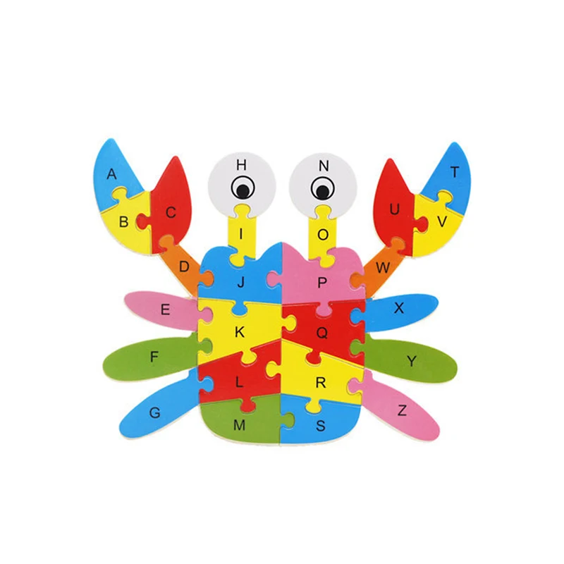 Деревянные 3D головоломки Toys26 буквы дети мультфильм животное автомобиль деревянные пазлы интеллект дети ребенок ранняя развивающая игрушка