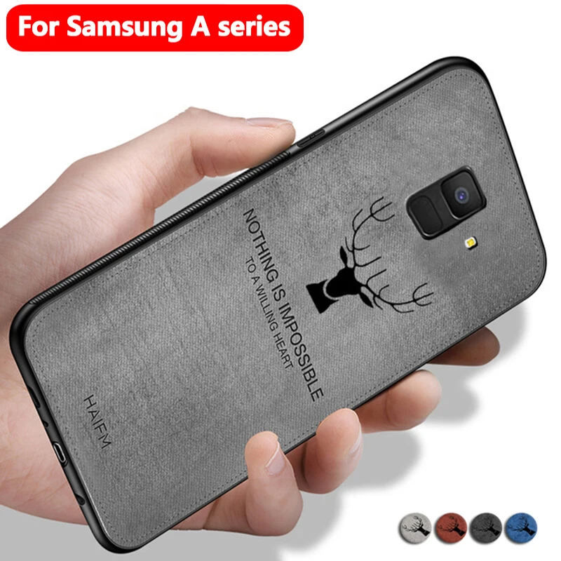 Deer Cloth Texture Case On For Samsung Galaxy A6 Plus Back Cover TPU Soft Edge Coque A8 A9 Star A7 A5 2018 |