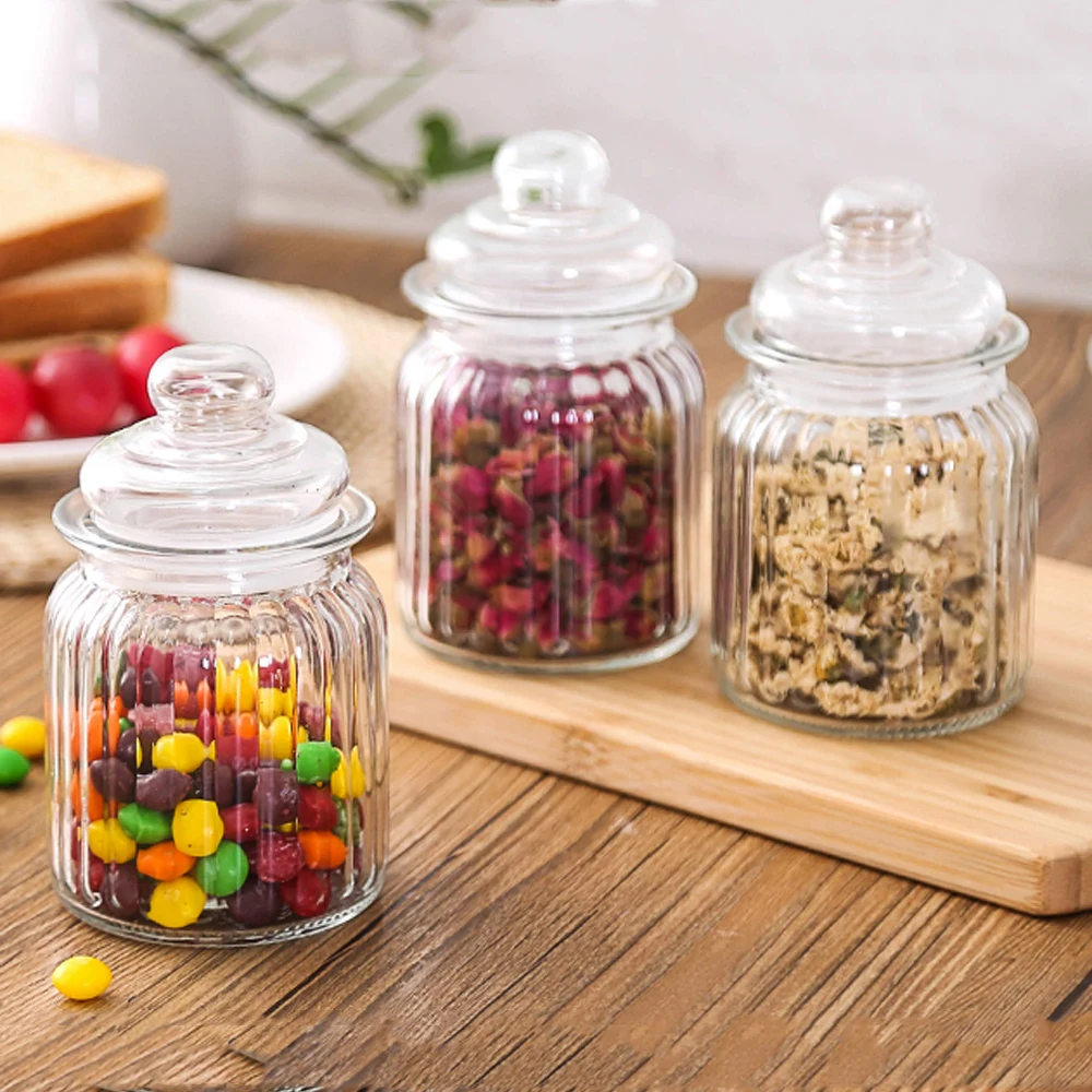 

Transparent Glass Seasoning Seal Jar with Lid Multifunction Tea Candy Jars Nordic Kitchen Miscellaneous Grain Storage Bottle Can