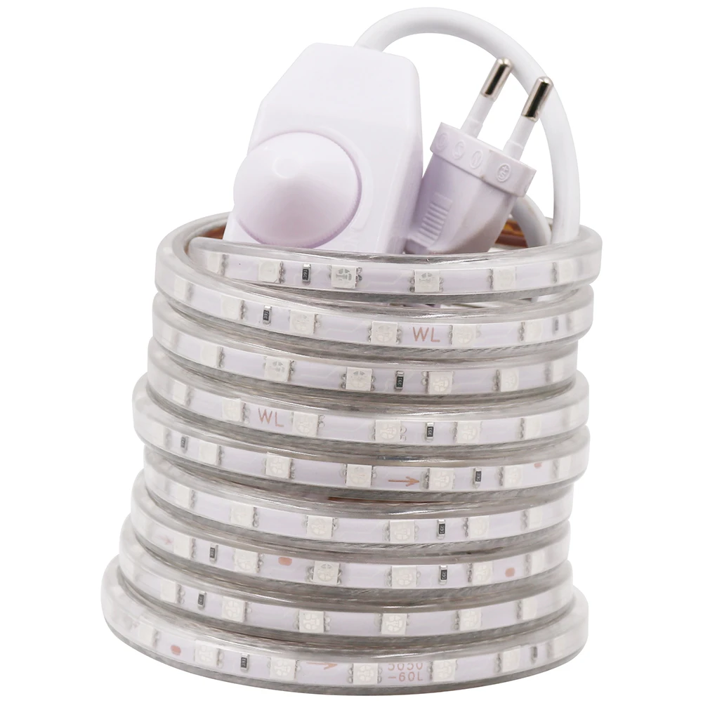Светодиодная лента 220 SMD 60 светодиодов/м 5050 в|220v led strip 5050|220v stripled |