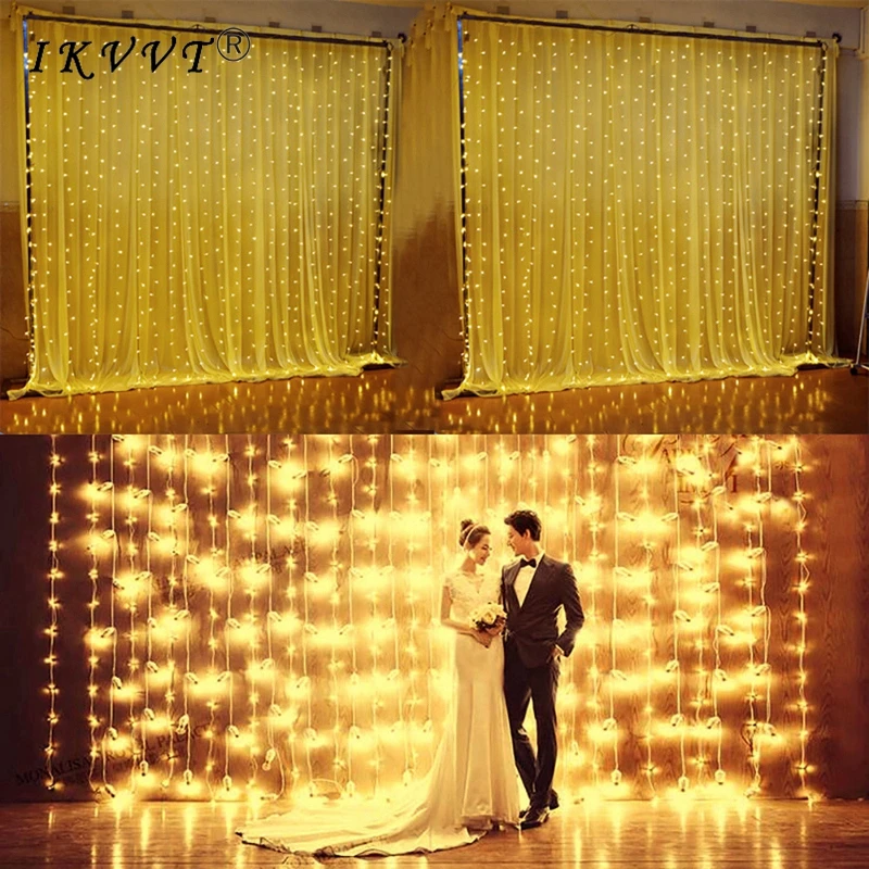 

3.5M/3 x1M/3 x2M/3x3M/6x3M LED Icicle Curtain String Fairy Lights Christmas Outdoor For Wedding Holiday Decoration 110V 220V