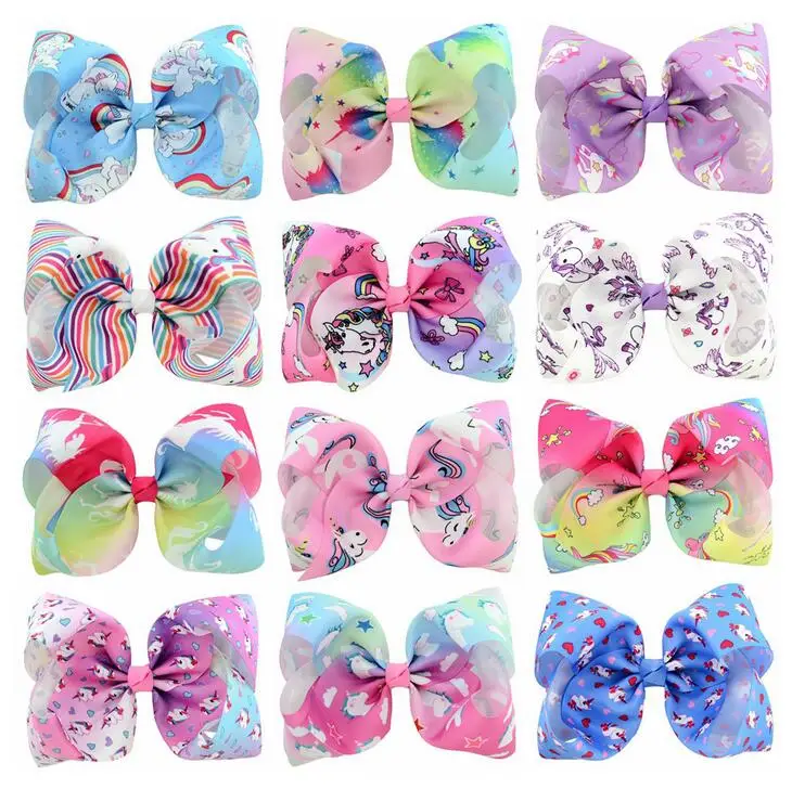 

100pcs Free shipping Handmade Unicorn Hair Bows with Clips Women Girls Hair Accessories